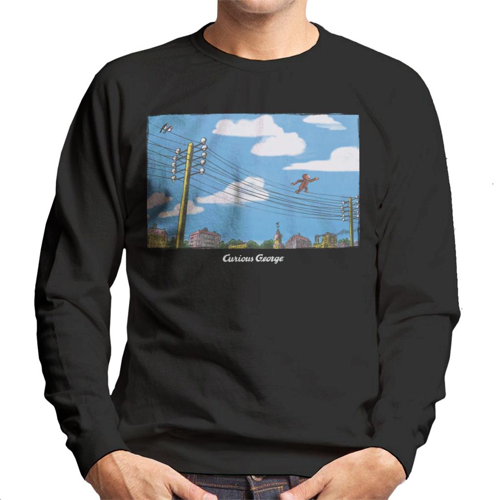 Curious George Walking On Telephone Lines Men's Sweatshirt product image 1