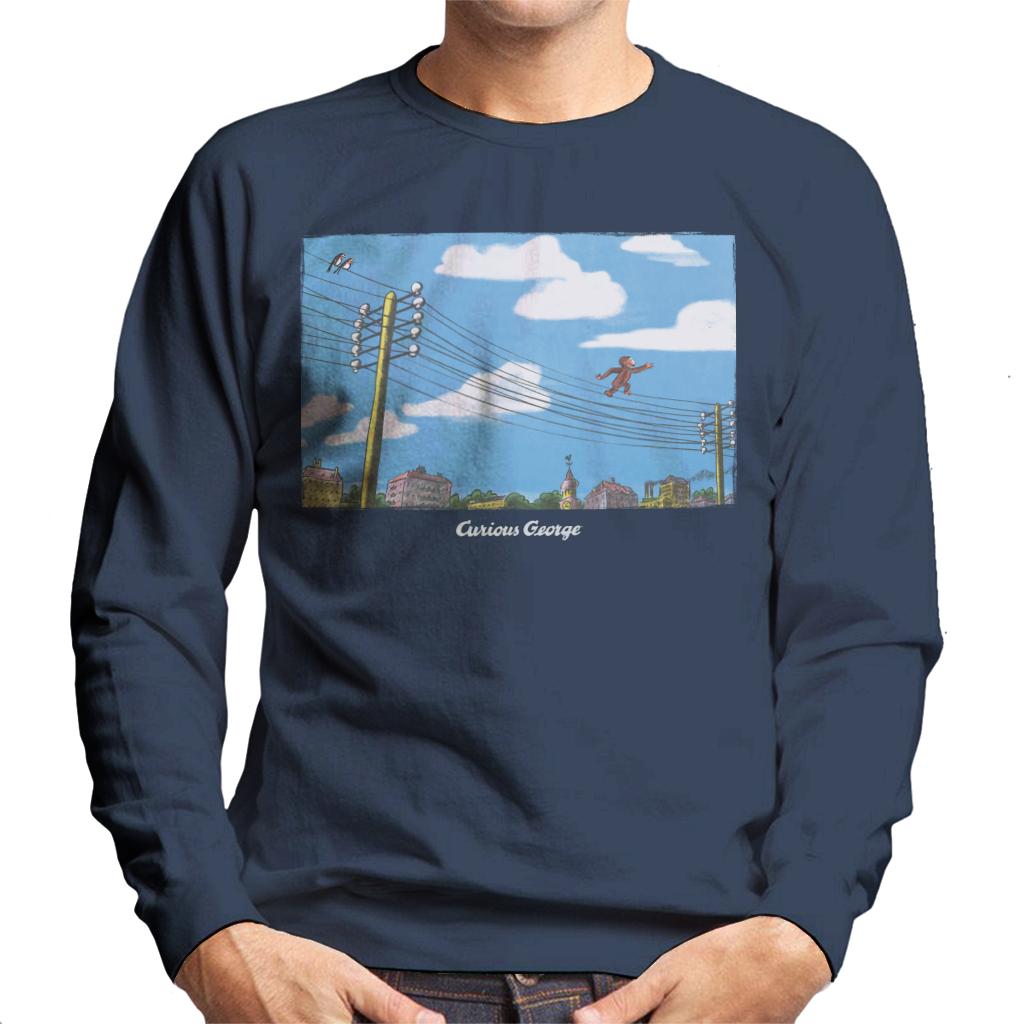 Curious George Walking On Telephone Lines Men's Sweatshirt product image 4