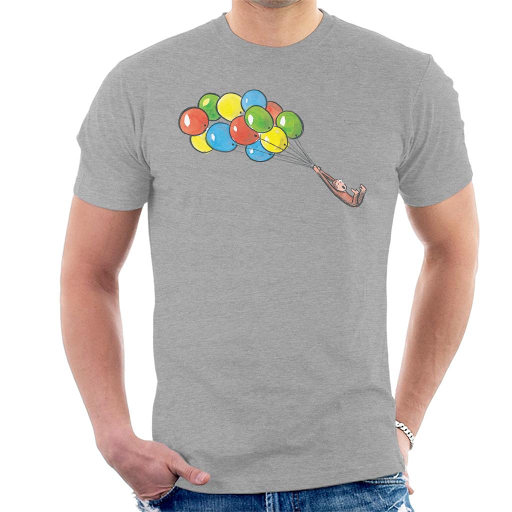 Curious George Balloon Flying Backwards Men's T-Shirt product image 1