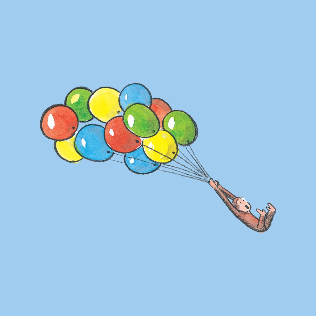 Curious George Balloon Flying Backwards Women's T-Shirt product image 7
