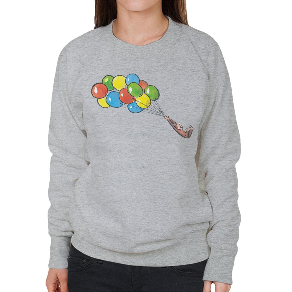 Curious George Balloon Flying Backwards Women's Sweatshirt product image 1