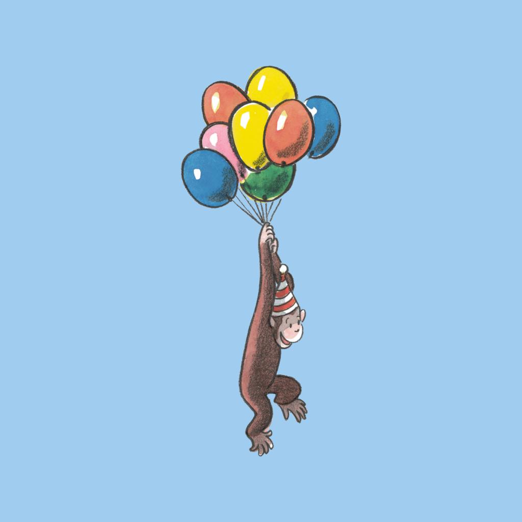 Curious George Balloon Flying Hat Men's Hooded Sweatshirt