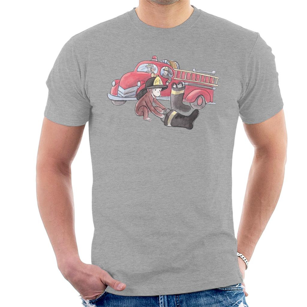 Curious George Balloon Fire Department Truck Men's T-Shirt product image 1