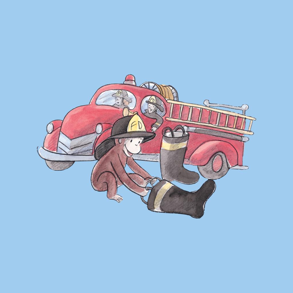 Curious George Balloon Fire Department Truck Men's Hooded product image 7