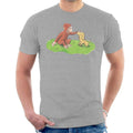 Curious George Stroking Dog Men's T-Shirt product image 1