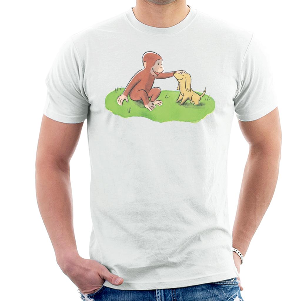 Curious George Stroking Dog Men's T-Shirt product image 4