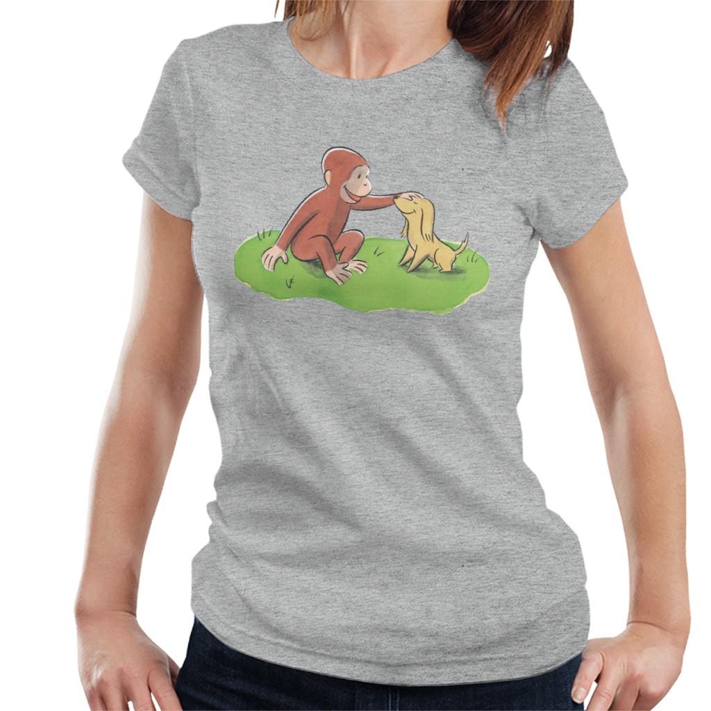 Curious George Stroking Dog Women's T-Shirt product image 1
