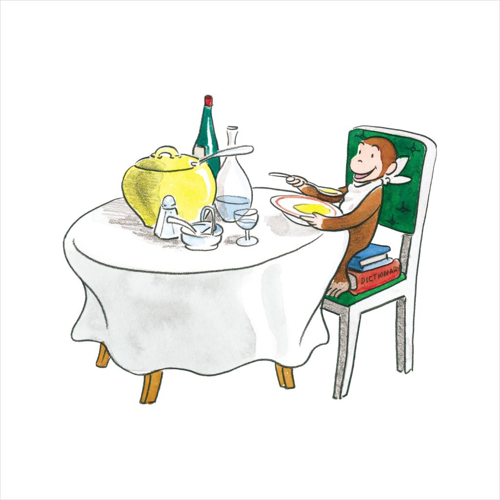 Curious George Eating A Fancy Meal Men's T-Shirt product image 5