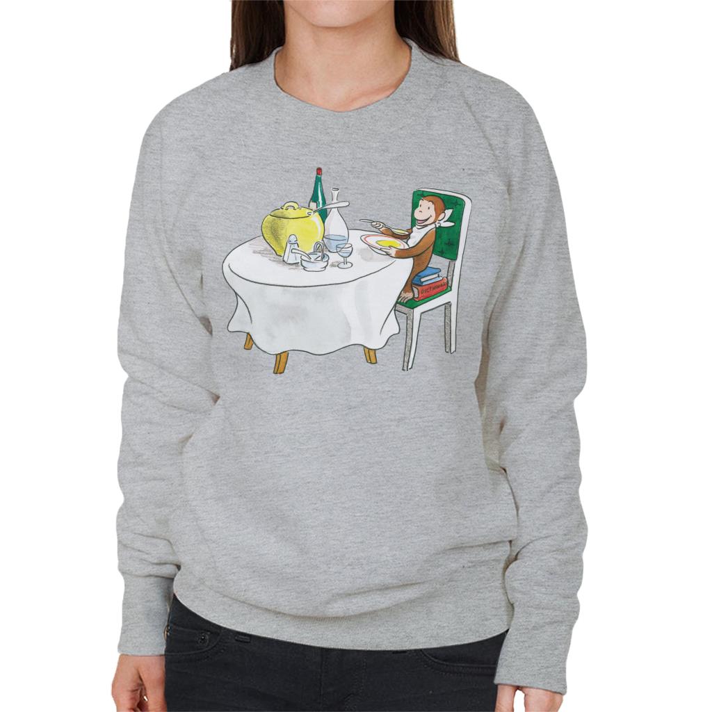 Curious George Eating A Fancy Meal Women's Sweatshirt product image 1